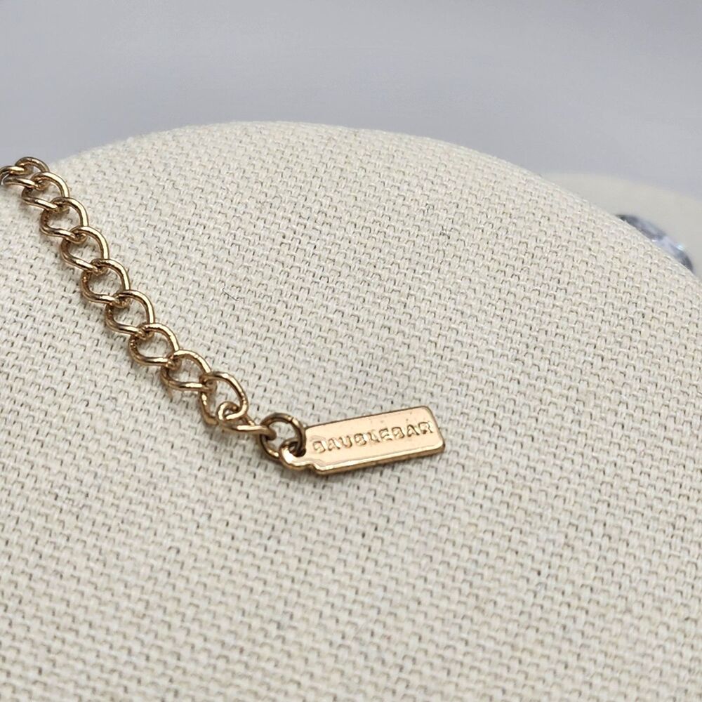 BaubleBar Vintage Large Jewel Light Blue Bib Statement Necklace 13" Gold Chain - Picture 4 of 6